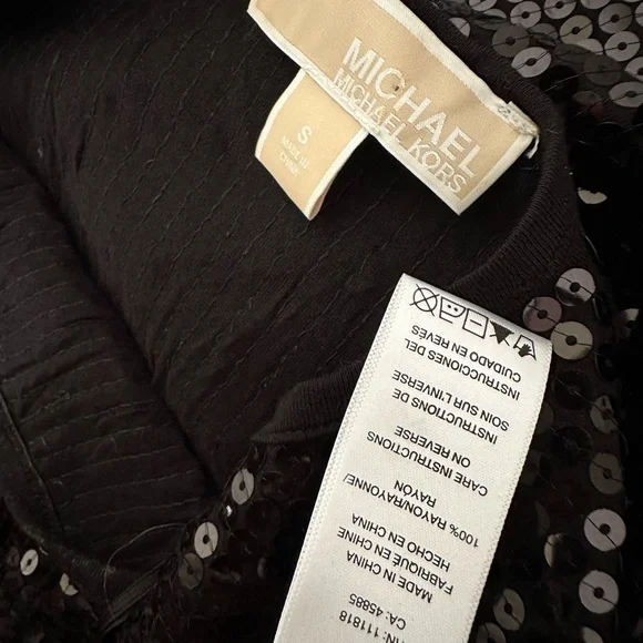 Michael Kors Black Sequins Asymmetrical Sheath Dress - Picture 3 of 3